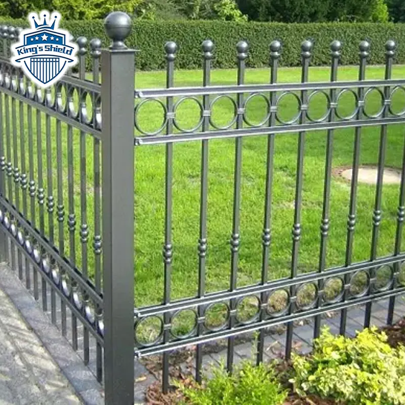 Galvanized Wrought Iron Tubular Garden Picket Fence Ornamental Industrial metal fence garden fence panel outdoor Backyard