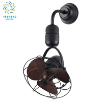 D045 Ventilador de Pared Oscilante y Giratorio de 90° con Soporte, de Bajo Consumo, Decorativo Estilo Antiguo y con Control Remoto