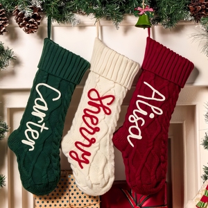 Chaussettes <span class=keywords><strong>de</strong></span> <span class=keywords><strong>Noël</strong></span> personnalisées avec nom brodé, chaussettes tricotées grande capacité pour accrocher au cheminée, cadeau <span class=keywords><strong>de</strong></span> <span class=keywords><strong>Noël</strong></span> - Product Image 2