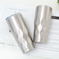 Tasse à café personnalisée à Double paroi en acier inoxydable, gobelet en diamant, isolé sous vide, avec couvercle, 22oz