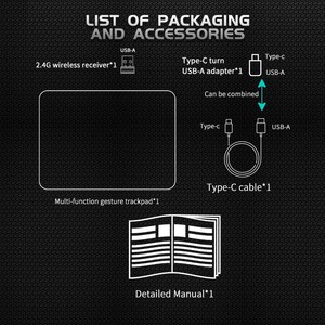 Touchpad Wireless a tre modalità JOMAA per Mouse Touchpad Wireless con cavo Wireless Windows/<span class=keywords><strong>M</strong></span>.ac portatile con Trackpad Multi-gesto - Product Image 5