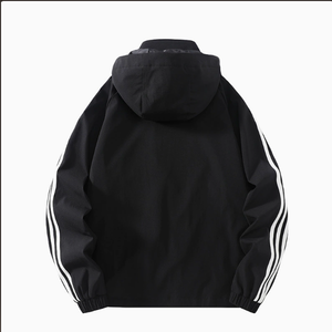 <b>Men's</b> <b>White</b> Stand Collar Sporty <b>Fleece</b> Knitted Patchwork Jacket Zip up Windbreaker Spring Outwear - Product Image 4