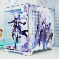 Boîtier d'ordinateur horizontal MicroATX personnalisé Genshin Impact, DIY, métal, refroidissement par eau 360, personnage d'anime, tour en alliage d'aluminium