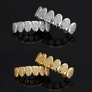 Fine Grillz 18K Gold Plated <b>Diamond</b> Shape Micro Insert Unisex Braces Everyday Wear - Product Image 1