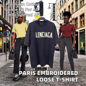 T-shirt <span class=keywords><strong>a</strong></span> maniche corte unisex Paris di alta qualità, nuova collezione Primavera 26, con stampa <span class=keywords><strong>a</strong></span> lettere <span class=keywords><strong>B</strong></span> Family e ricamo, vestibilità regular - Product Image 4