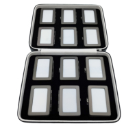 Coffret rectangulaire à 12 emplacements avec boutons-pression en métal, étui zippé en cuir PU pour l'affichage de pierres précieuses en vrac, idéal pour les grossistes en diamants