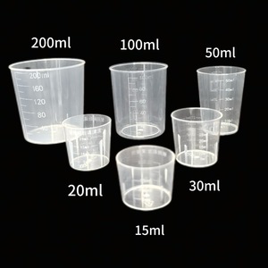 Tazas Medidoras de Plástico O'Kayme de 30ml, 50ml y 100ml con Tapas, Vasos Graduados Transparentes para Uso en Laboratorio o Cocina - Product Image 2