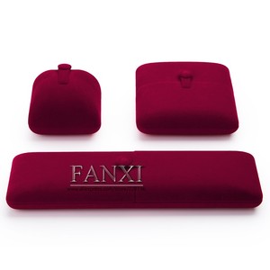 กล่องใส่เครื่องประดับกำมะหยี่สีแดงไวน์แบบพับได้ ยี่ห้อ FANXI จากผู้ผลิตจีน สำหรับคู่รัก กล่องใส่แหวนแต่งงาน พร้อมกระดุม - Product Image 2