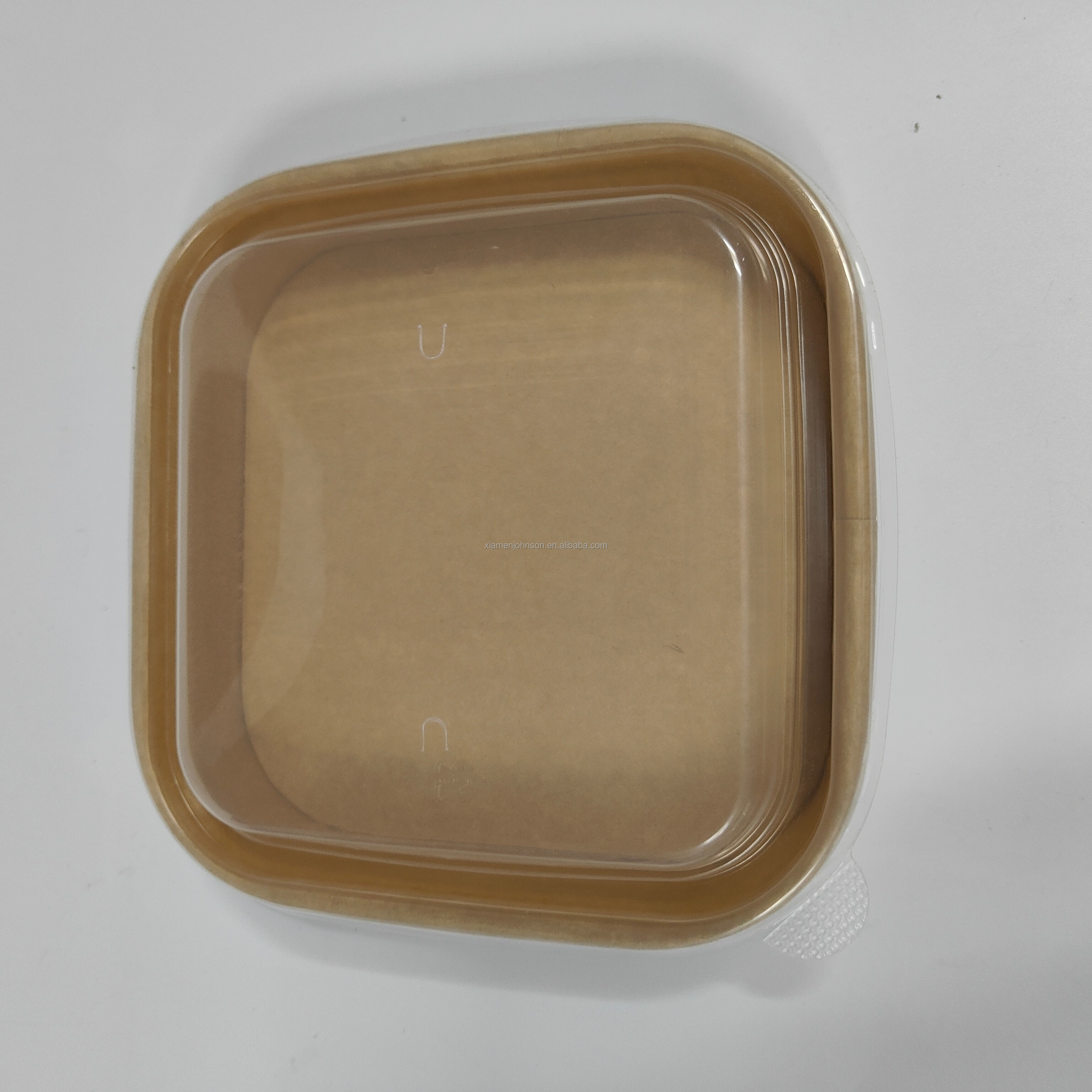 Disposable Rectangle Shape Salad Bowl Cake Plate Gold Foil Embossed Matt Laminated Kraft Paper Cardboard for Pet Food Sponge