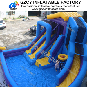 Gran parque acuático con <span class=keywords><strong>tres</strong></span> toboganes con piscina, Castillo de combinación inflable para disparar - Product Image 4