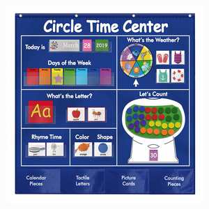 Circle Time Center Pocket Chart <b>Calendar</b> Educational Classroom Pocket Chart with Learning Shapes Colors School Office Supply - Product Image 1