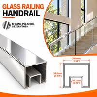 Profil de balustrade en acier inoxydable pour escalier, balcon, garde-corps en verre, système de garde-corps personnalisé