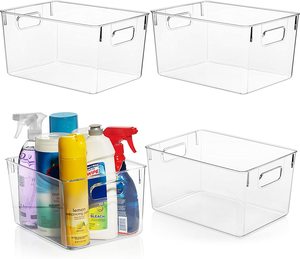 4 packs Perfect Kitchen Organization or Pantry Storage Clear Space Plastic Storage Bins