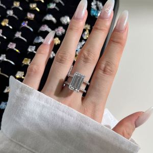 Dylam <b>Dainty</b> 925 Sterling Silver Rhodium 18K Gold Plated Double Layer Eternity Band Rectangle 5A Cubic Zirconia Jewelry <b>Rings</b> - Product Image 6