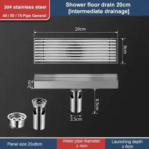 YOTO Modern Rectangle 304 Stainless Steel Floor <strong>Drain</strong> Linear <strong>Channel</strong> Strainer Tile Insert for Bathroom Kitchen - Product Image 4