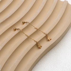Star Drop Earrings Gold Plated Tin Alloy Geometric Dangle For Women - Product Image 3