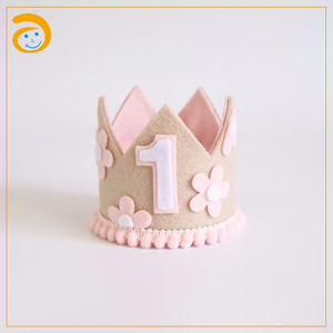 Chapeau de couronne d'anniversaire en feutre, couronnes de fête d'anniversaire pour bébé avec sangle de cravate réglable, chapeau de fête de princesse - Product Image 6