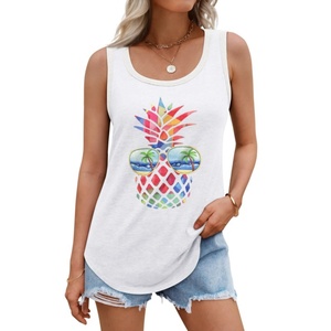Women's Summer Knitted Eco-Friendly Loose Fit Casual V-Neck Sleeveless Tank <b>Tops</b> - Product Image 1