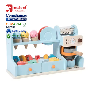 EDULAND CUSTOM - Ensemble de jeu d'imitation Montessori <span class=keywords><strong>en</strong></span> bois pour école maternelle, magasin d'alimentation et machine à café, pour jeu éducatif de rôle - Product Image 1
