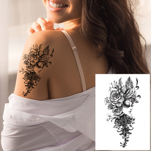 Tatuaje Temporal de Rosa Negra, Adhesivo Impermeable Impreso en Papel para Cara, Brazo, Pierna, Arte Corporal, Uso Profesional - Product Image 5