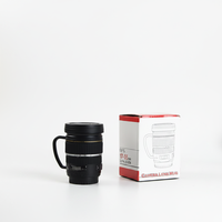 Mug en acier inoxydable en forme d'objectif d'appareil photo avec poignée, tasse à café originale, tasse à eau, logo personnalisé, vente en gros, cadeau