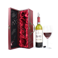 Privé Étiquette Accepter Bois De Stockage Du Vin Et 4pcs Accessoire Voyage Vin Cadeau Boîte 750ML Unique En Bois Boîte à Vin Bouteille Rouge