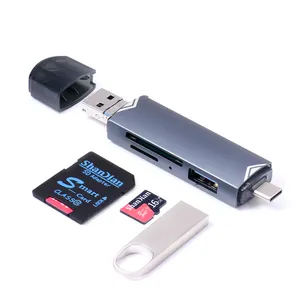 6 in 1 OTG-Kartenleser USB zu Typ C Micro-USB-Adapter Flash-Antrieb Smart-Speicherkartenleser TF Kamera Mini-SD-Kartenleser