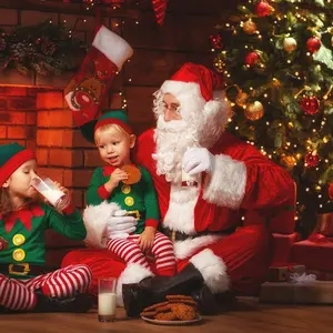 Conjunto de fantasia de Papai Noel para homens, chapéu de Natal com xale, calças com cinto, botas e peruca de barba, 10 peças