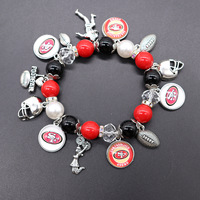 Pulseras con Colgante de Béisbol Personalizables al por Mayor, Pulseras Elásticas con Cuentas de 32 Equipos de Fútbol Americano, Modernas y Deportivas para el Día del Partido o Uso Diario