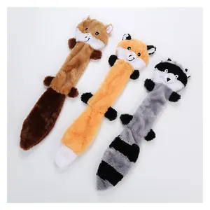 귀여운 너구리 모양 개 삐걱 거리는 장난감 애완 동물 장난감 주름 먹거리 동물 개 봉제 씹는 장난감