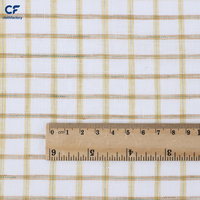 Tissu en lin à carreaux 120 G, teint en fil, style printemps-été et automne, chemise et jupe simples, fabriqués en lin pur sélectionné par des experts.