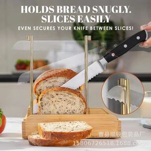 Wooden Bread Slicer Adjustable Divider Multi Functional Crumb Tray Manual Bread Cutter <b>Kitchen</b> Tool - Product Image 4