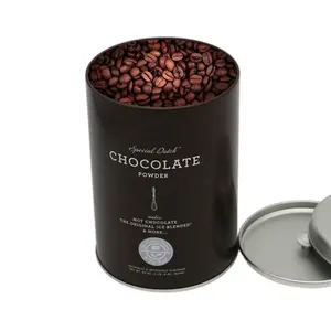 Custom Airtight Lid Tin Canisers Chocolate Powder Tin Round Cans Food Coffee Powder Sealed Metal Cans