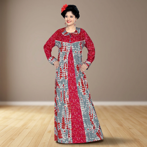 Robe Kaftan Longue Imprimée Florale de Haute Qualité pour Femme, Manches Courtes, Grande Taille, Respirante, Décontractée, Tenue Traditionnelle Musulmane - Product Image 3