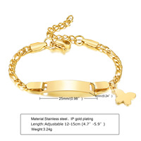 Pulsera de Identificación Personalizada de Acero Inoxidable 304, Chapada en Oro de 18K PVD, Resistente al Agua, con Grabado Láser Personalizado, para Niños y Adultos