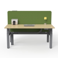 Bureau assis-debout électrique à double moteur réglable en hauteur pour 2 personnes, poste de travail dos à dos avec cloison acoustique moderne