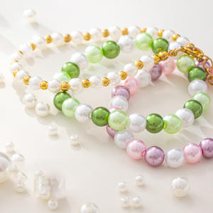 50 hạt/túi Hạt ngọc trai rời ABS làm vòng tay tự làm, phụ kiện làm đồ trang sức, hạt tròn đục lỗ - Product Image 3