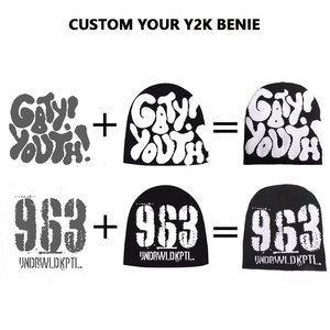 Custom All Over Logo Diamond Stripped Winter Knitted Hats Mea Culpa Y2k Rhinestone <strong>Beanie</strong> for <strong>Woman</strong> - Product Image 5