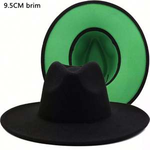 Chapeaux Fedora personnalisés pour femmes et hommes, nouvelle collection automne-hiver, bicolores, à la mode, avec fond rouge, bord large de 9,5 cm, pour les fêtes et les occasions spéciales - Product Image 6