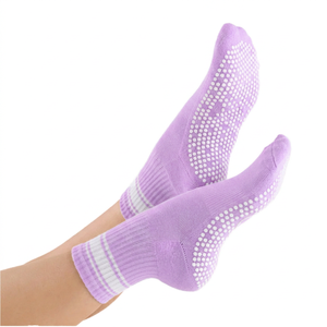<b>Customized</b> Women's Pilates <b>Socks</b> With Good <b>Grip</b>, Adhesive Dispensing, Anti-slip Crew <b>Socks</b> and Comfortable Yoga <b>Socks</b> - Product Image 4