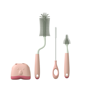 Cepillo giratorio de silicona para botella de agua de bebé de 360 grados con mango largo Limpieza de doble función y alimentador de polvo - Product Image 1