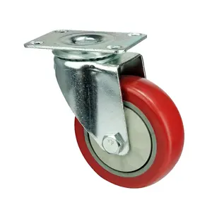 China Caster Manufacturer 3 Inch 5 Inch Medium Duty Caster Precision Double Ball Bearing Red PVC Material Furniture Wheel