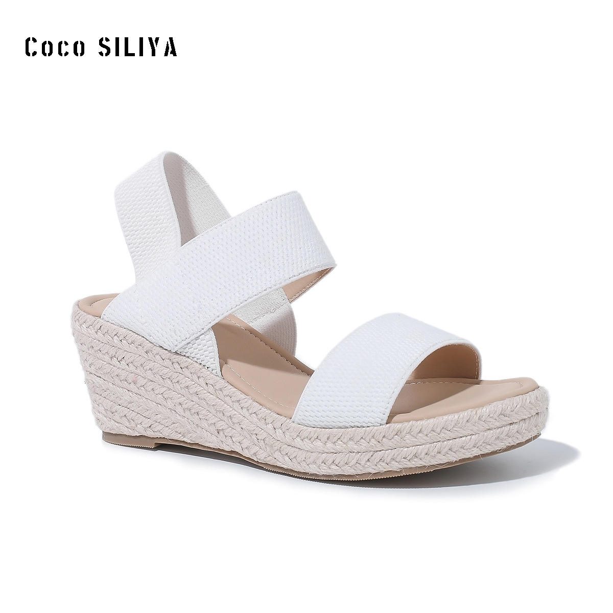 Alpargatas de plataforma Tacones de cuña Correas transparentes