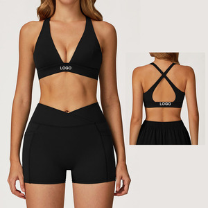 Soutien-gorge de <span class=keywords><strong>sport</strong></span> personnalisé, nouveau design, pour yoga et fitness, <span class=keywords><strong>maintien</strong></span> élevé, respirant, léger, col en V profond, bretelles croisées, soutien-gorge de course pour femmes - Product Image 1