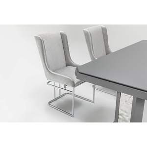 Ensemble de table à manger rectangulaire moderne, 6 pièces, pieds en métal, plateau en bois, meubles pour la maison et la villa - Product Image 4