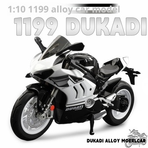 Modelo de Motocicleta de Aleación a Escala 1/10 en Blanco y Negro, con Sonido, Luces y Amortiguadores, Juguete de Metal Fundido a Presión, Regalo Unisex para Mayores de 5 Años, con Botón - Product Image 2