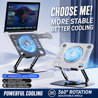Nouveau support d'ordinateur portable ergonomique rotatif à 360°, pliable, avec ventilateur de refroidissement, support magnétique pour téléphone, hauteur réglable, en acier carbone
