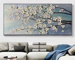 Floral Texture Minimalist Hand painted <b>Framed</b> Wall Arts Large <b>Canvas</b> Oil Painting Indoor home decor gift for housewarming - Product Image 2