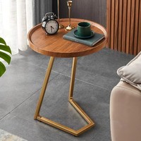 Vente en gros de meubles de salon nordiques modernes Table basse d'angle en bout Plateau latéral en bois massif Table d'appoint en métal et en bois