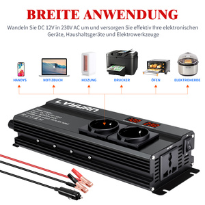 <span class=keywords><strong>Convertisseur</strong></span> d'alimentation pour voiture <span class=keywords><strong>1000W</strong></span>, 12V vers 230V DC AC, 2600W de pointe, 4 ports USB, double écran LCD, prise universelle EU pour <span class=keywords><strong>camping</strong></span>-<span class=keywords><strong>car</strong></span> - Product Image 6